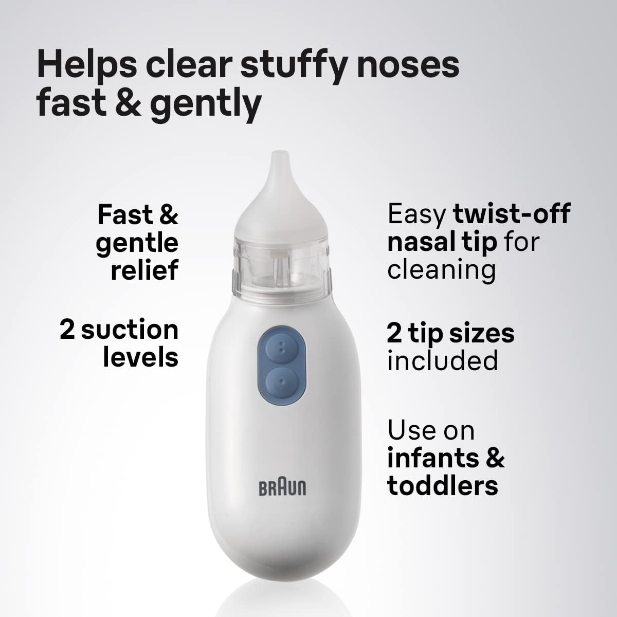 Braun Aspirador nasal eléctrico para recién nacidos, bebés y niños pequeños