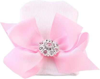 Gorros de bebé recién nacida con lazo de algodón