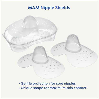 Protectores de pezones para lactancia MAM con estuche esterilizador, tamaño 1 pequeño (17 mm)