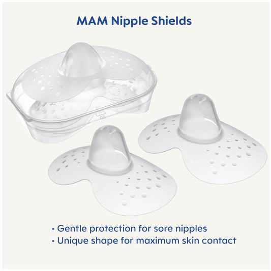 Protectores de pezones para lactancia MAM con estuche esterilizador, tamaño 1 pequeño (17 mm)