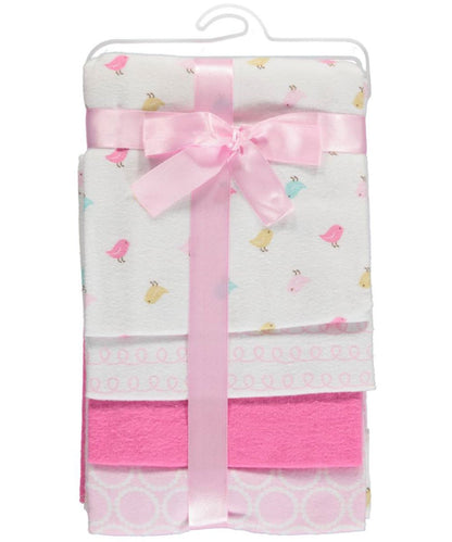 Luvable Friends Unisex Baby Cotton Flannel Receiving Blankets, Birdies 4-Pack, One Size