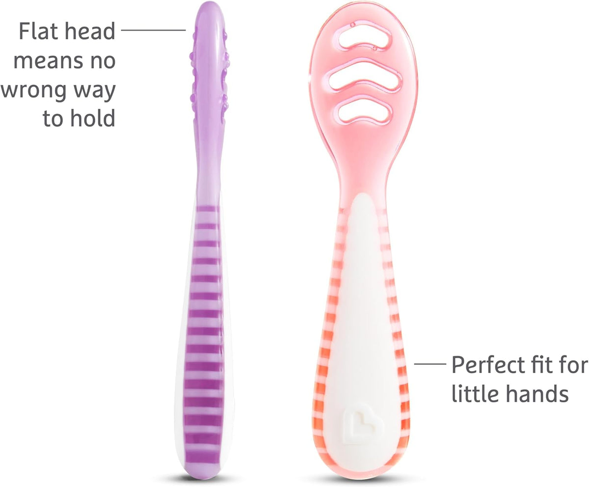 Cucharas para bebés Munchkin® Gentle Dip™: para la autoalimentación, rosa