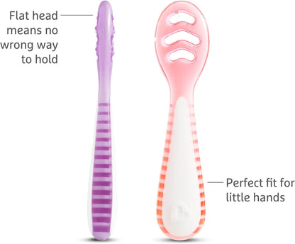 Cucharas para bebés Munchkin® Gentle Dip™: para la autoalimentación, rosa