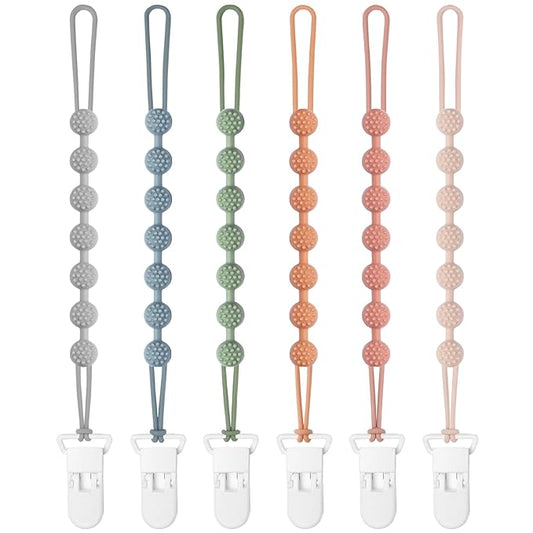 Clip para chupete de bebé, paquete de 6, multicolor