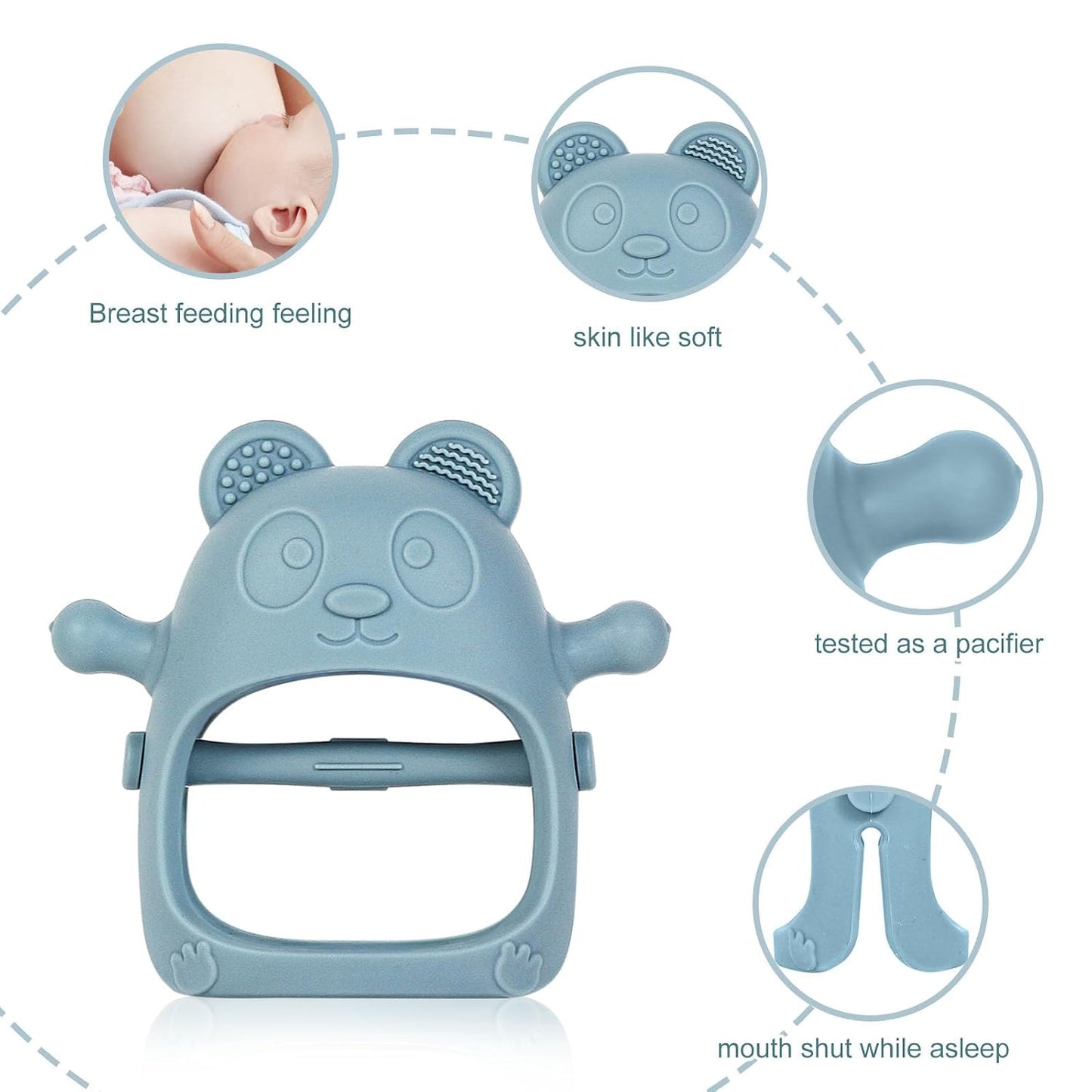 Set de 3 juguetes para la dentición del bebé, manopla de silicona sin BPA