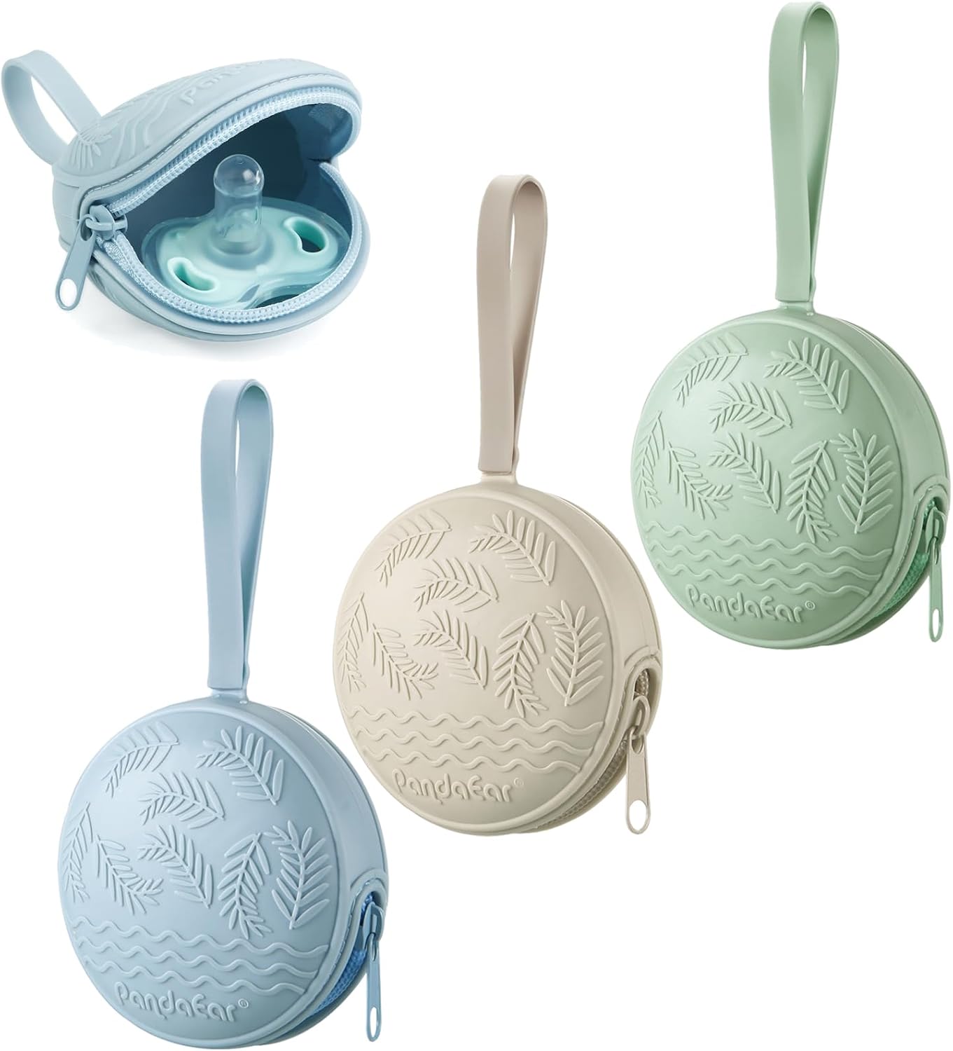 PandaEar Pack de 3 estuches de silicona para chupetes, sin BPA