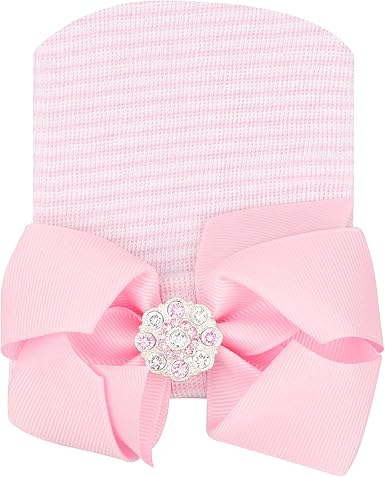 Gorros de bebé recién nacida con lazo de algodón