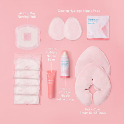 Kit de lactancia materna Frida Mom con crema para pezones, discos absorbentes y más (13 piezas)
