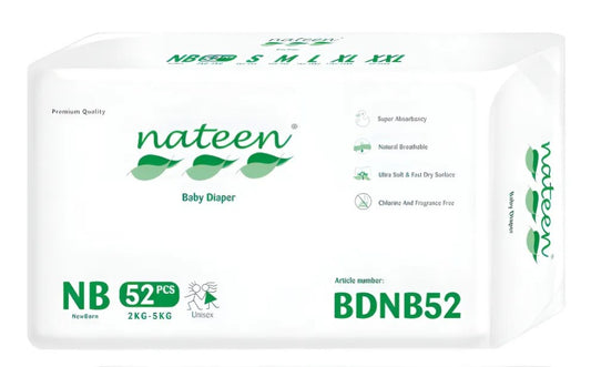 Pañales Desechables Biodegradables Nateen Talla RN, 52 Und
