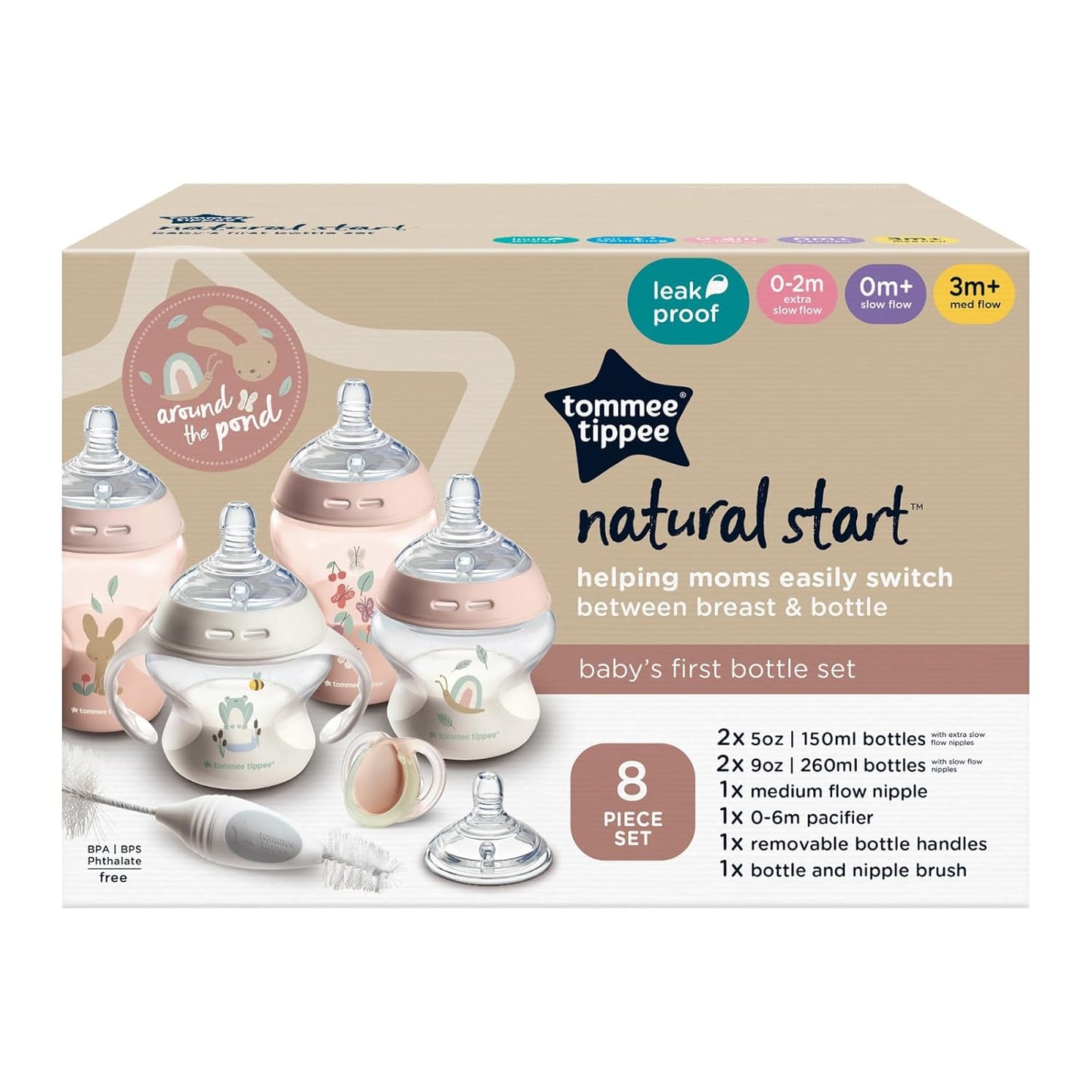 Gift set Biberones Tommee Tippee natural 8piezas Rosado