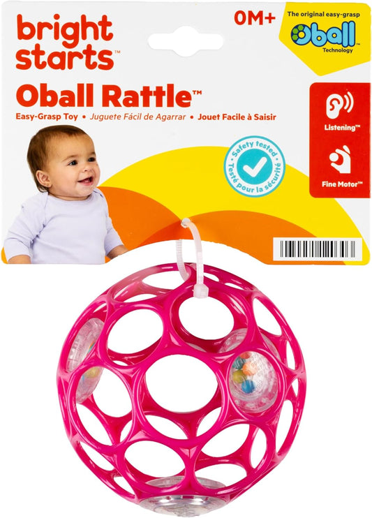 Bright Starts Oball Rattle - Juguete de agarre fácil, color rosa