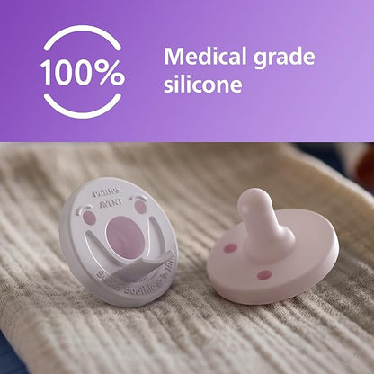 Chupete Philips Avent Soothie 3-18 meses, Lilac/Pastel Pink, 2 Pack,