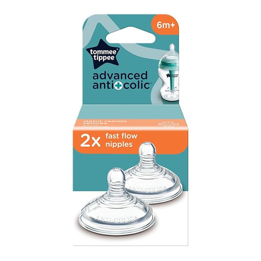 Mamaderas anticólicos Tommee Tippee Advanced de flujo rápido, 6+ meses, paquete de 2