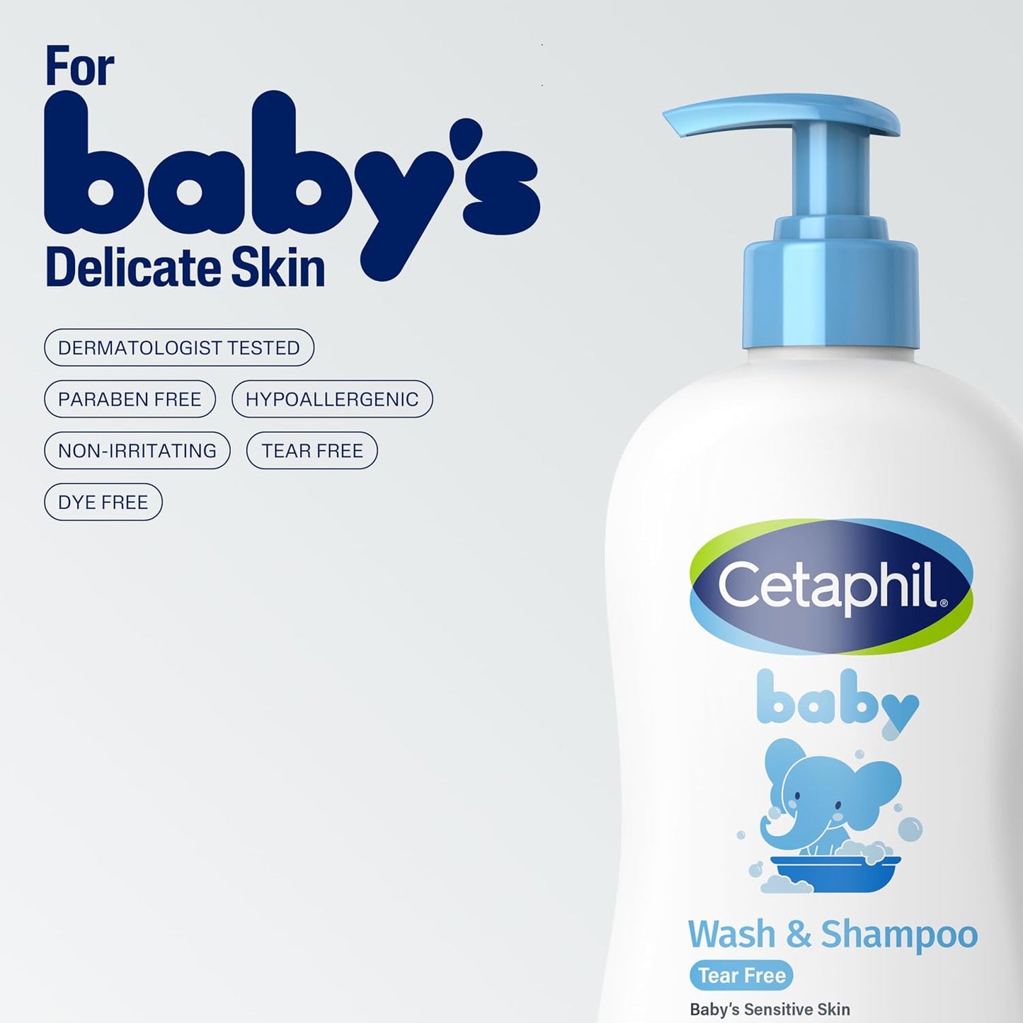Champú y gel de baño 2 en 1 para bebé Cetaphil, sin lágrimas, caléndula, 220 ml