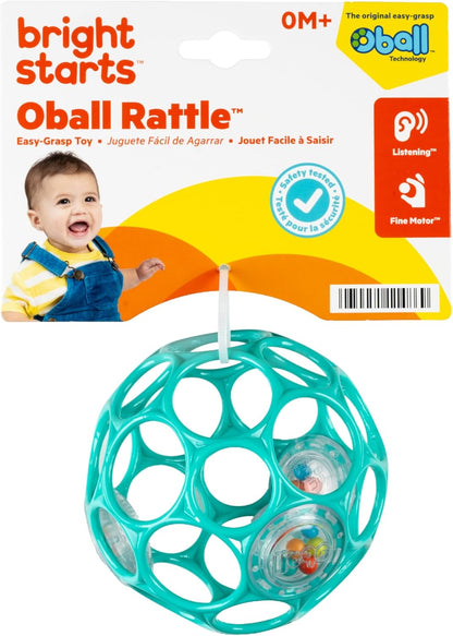 Bright Starts Oball Rattle - Juguete de agarre fácil, color verde