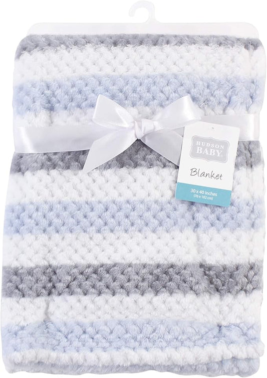 Colcha de felpa para bebé Hudson Baby, a rayas azul