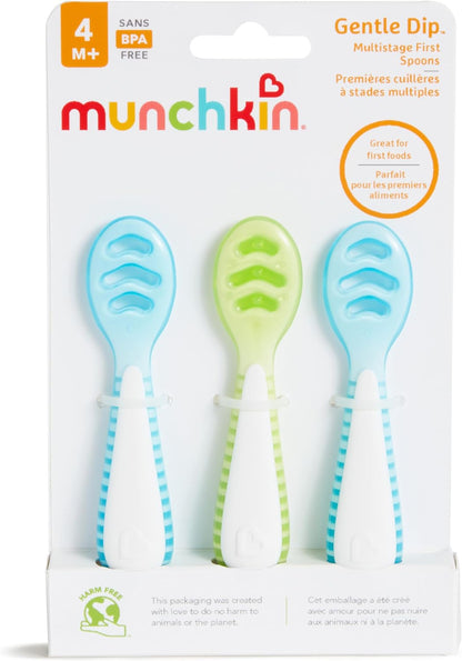 Cucharas para bebés Munchkin® Gentle Dip™: para la autoalimentación, azul/verde