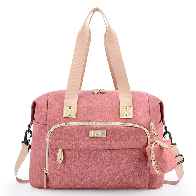 Pañalera tipo bolso, grande, color rosado