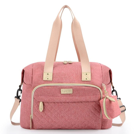 Pañalera tipo bolso, grande, color rosado