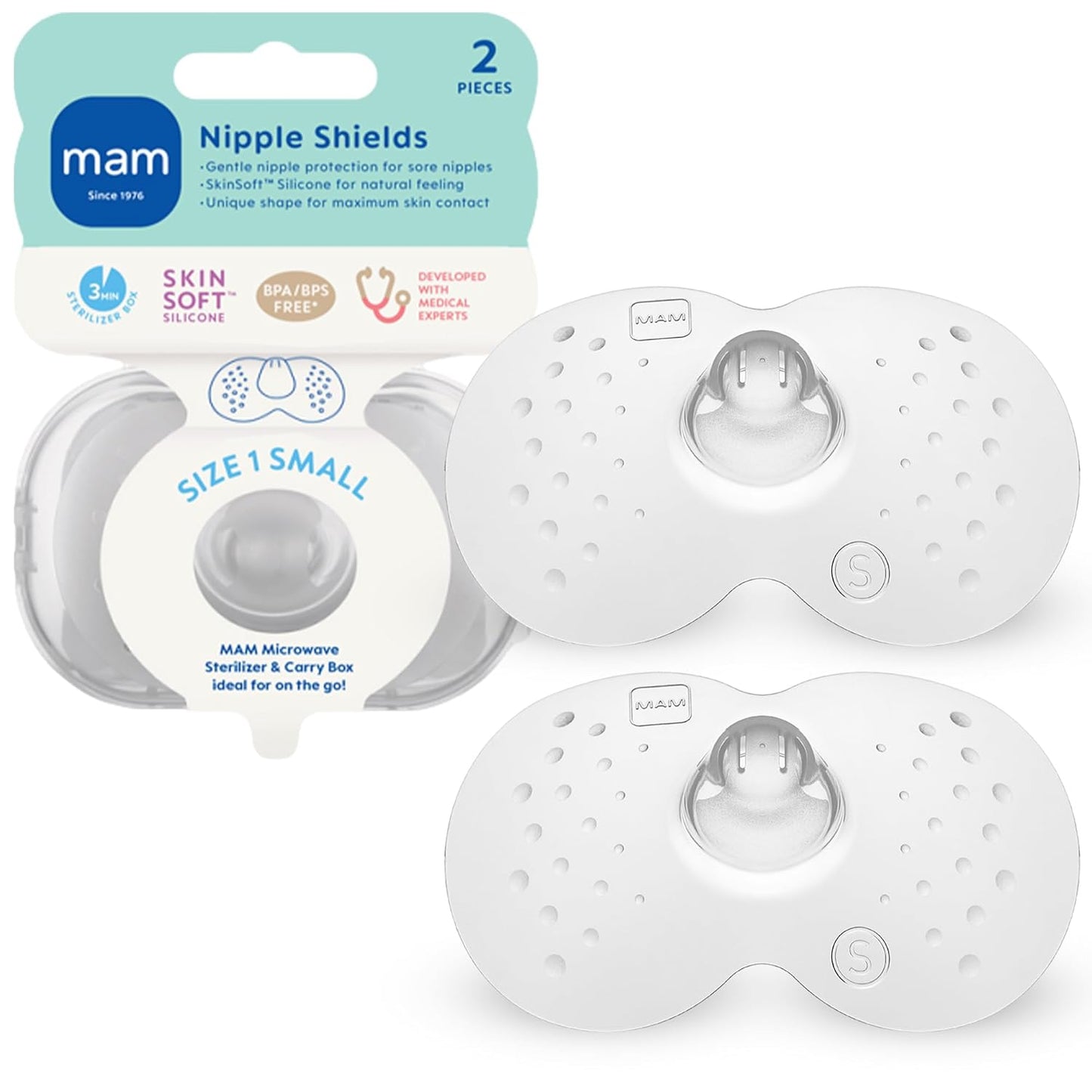 Protectores de pezón MAM para lactancia materna, tamaño small (17 mm)