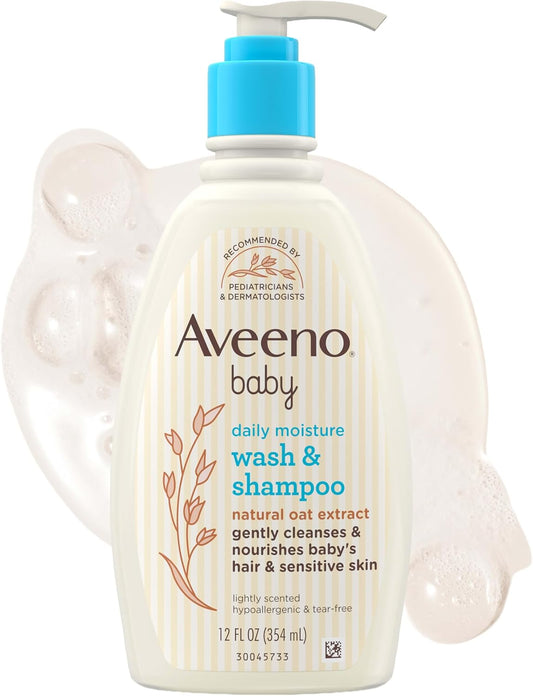 Aveeno Baby Gel de Baño y Champú Hidratante Diario, Sin Lágrimas, 355 ml