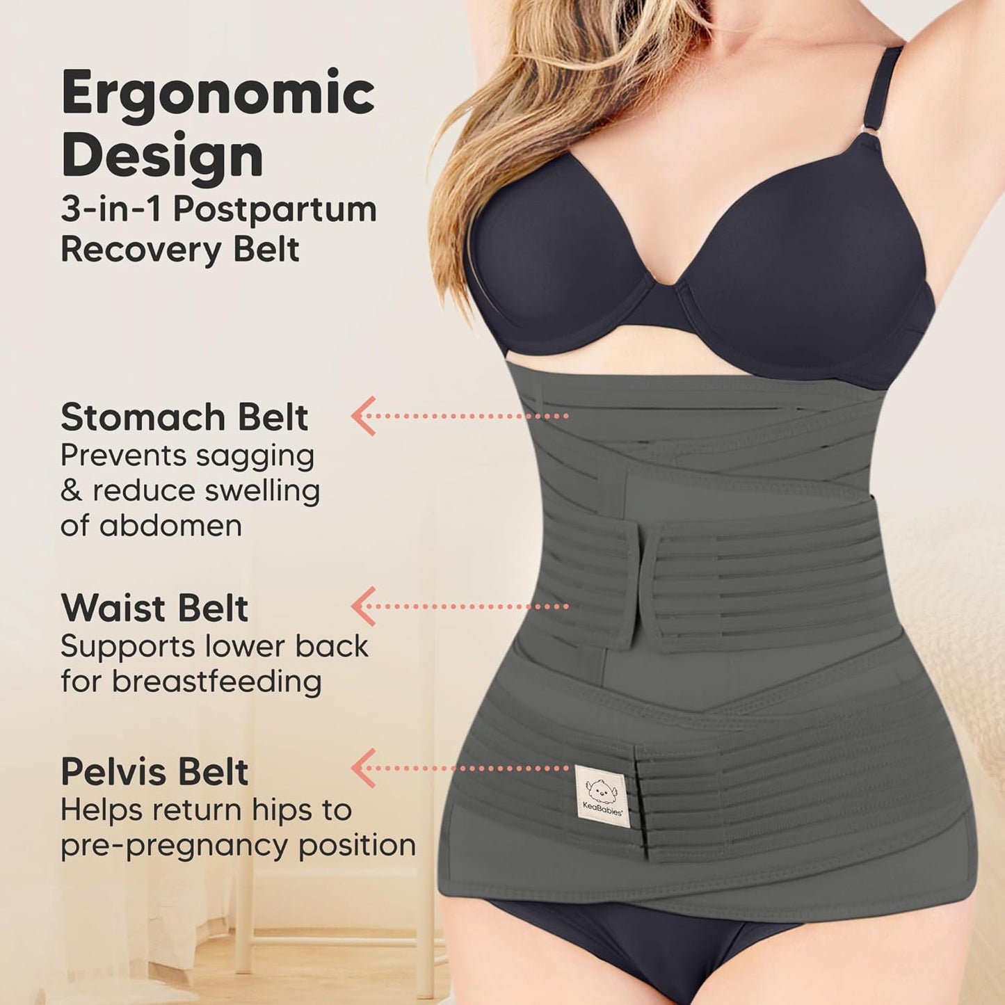 Faja posparto 3 en 1 para soporte y recuperación abdominal (talla, M/L)