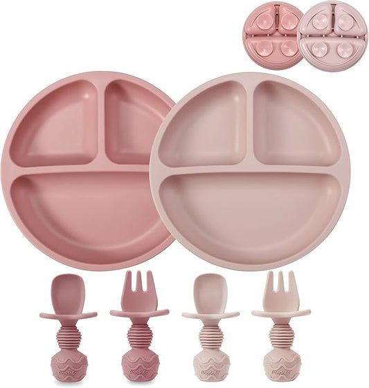 PandaEar -  Set de alimentación de silicona - Rosa