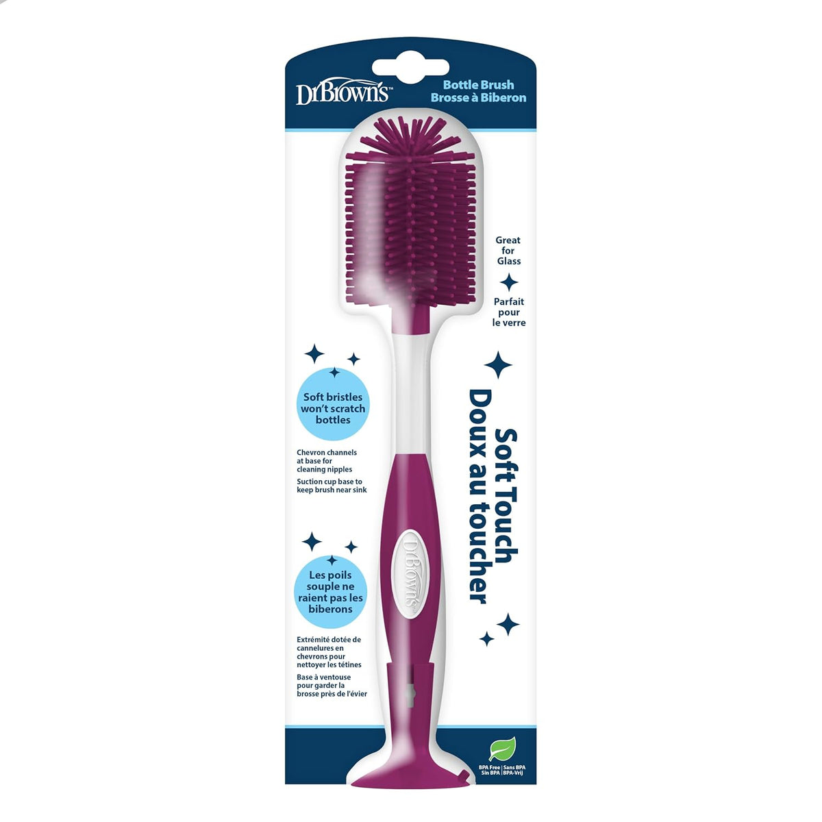 Cepillo para biberones Dr. Brown's Soft Touch, rosa