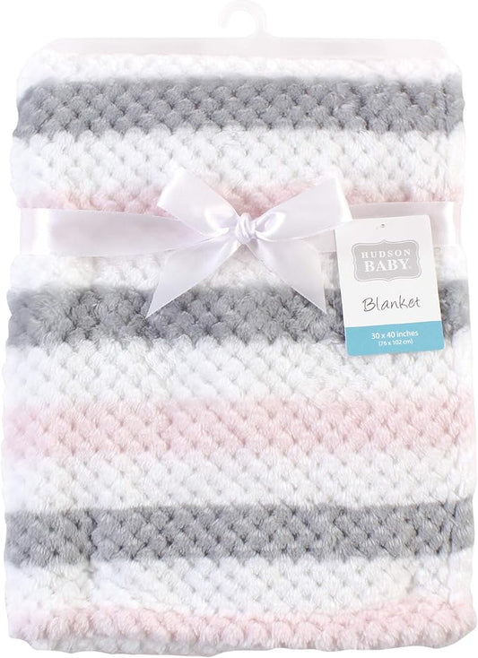 Colcha de felpa para bebé Hudson Baby,  a rayas rosa.