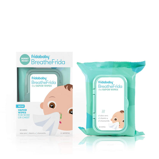 Toallitas Frida Baby Breathe Frida Vapor Rub para niños, descongestionantes, medicamento para el resfriado con aloe, 30 unidades