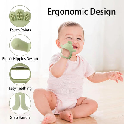 Set de 2 mordedores para bebés, guantes de silicona sin BPA