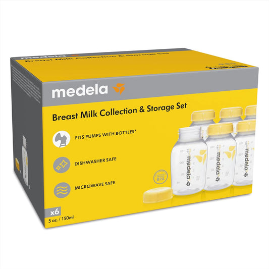 Biberones con tapas sólidas para recolección y almacenamiento de leche materna - Paquete de 6/5 oz