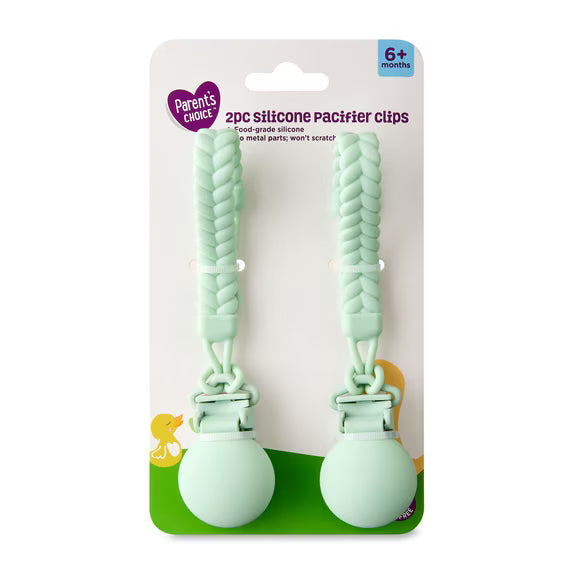 Clips de silicona para chupetes, paquete de 2