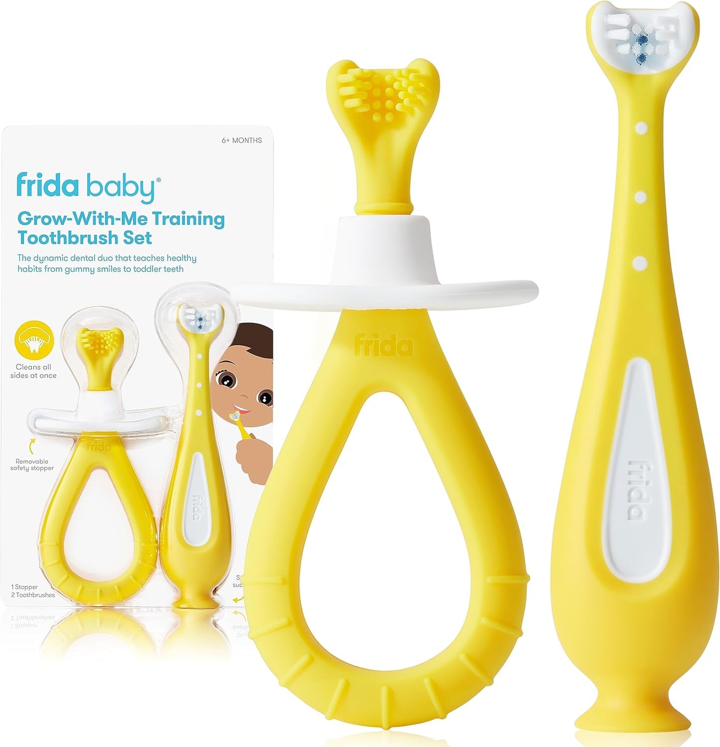 Frida Baby Grow with Me - Juego de cepillos de dientes de entrenamiento para bebés, 2 piezas
