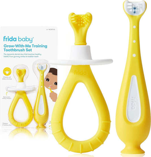 Frida Baby Grow with Me - Juego de cepillos de dientes de entrenamiento para bebés, 2 piezas