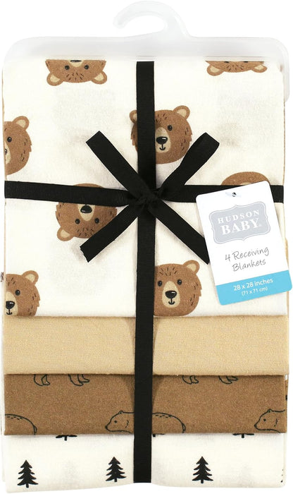 Hudson Baby - Mantas Unisex de Franela de algodón para bebé, Oso café, Talla única