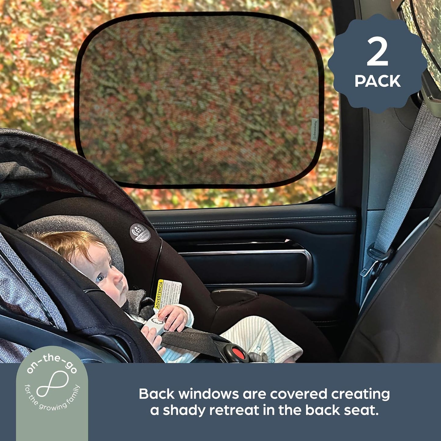 Dreambaby Insta - Parasol para ventana de automóvil para bebé, UPF 50+, ajuste universal, adherencia estática, 19 x 12 pulgadas, se adapta a automóviles, camiones y SUV