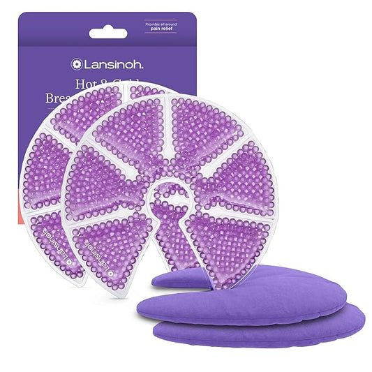 Paquete de 2 compresas de terapia de calor y frío para el pecho de Lansinoh con fundas