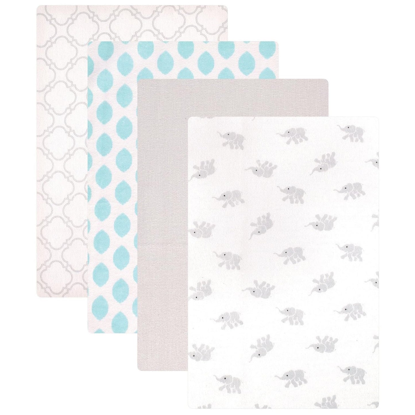 Luvable Friends Baby Cotton Flannel Receiving Blankets, Elephant 4-Pack, One Size