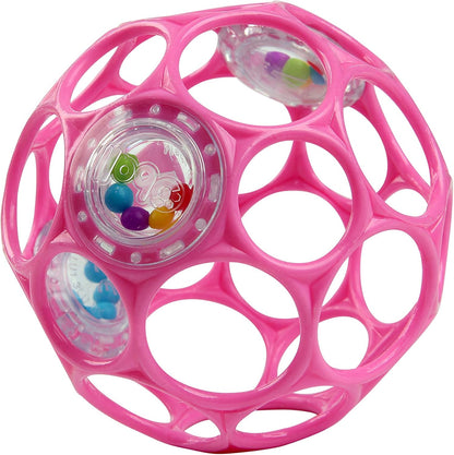 Bright Starts Oball Rattle - Juguete de agarre fácil, color rosa