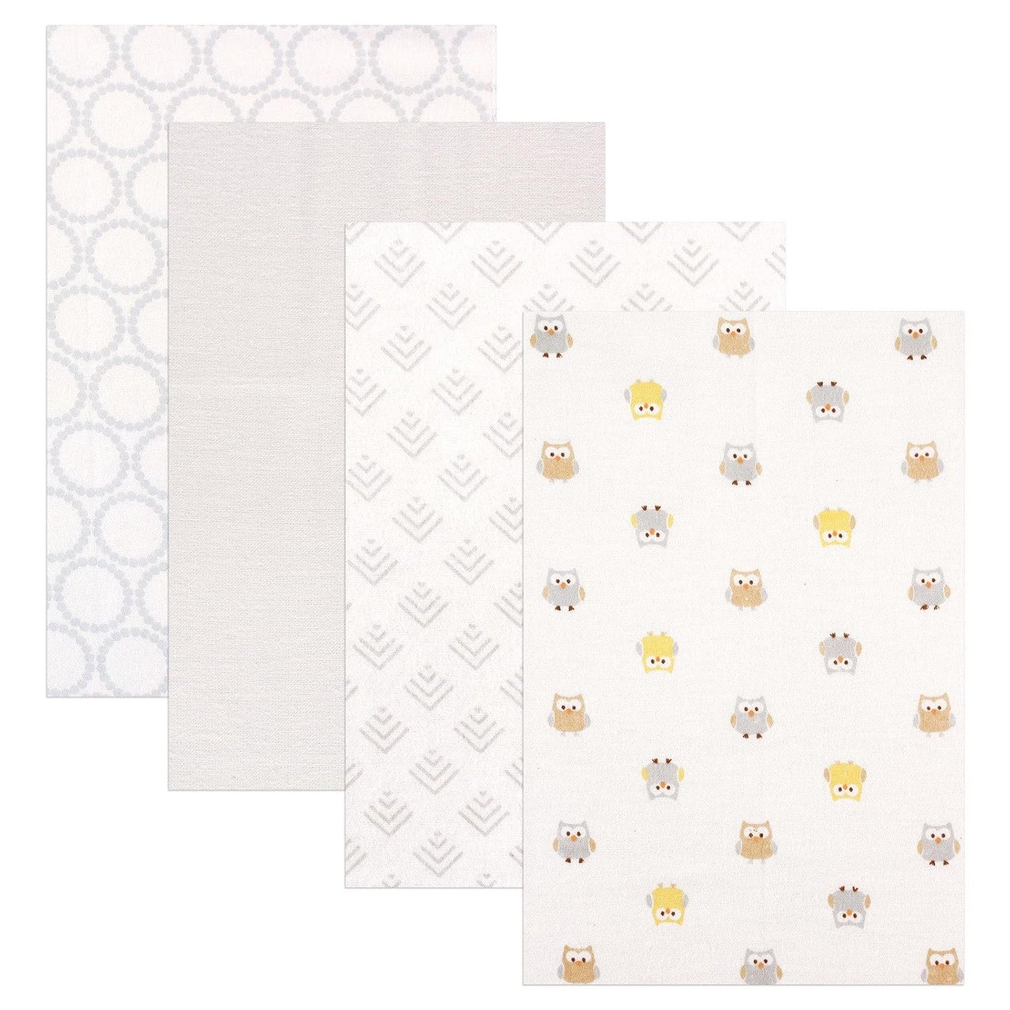 Mantas de franela para bebé Little Treasure Luvable Friends, paquete de 4, Búho sabio