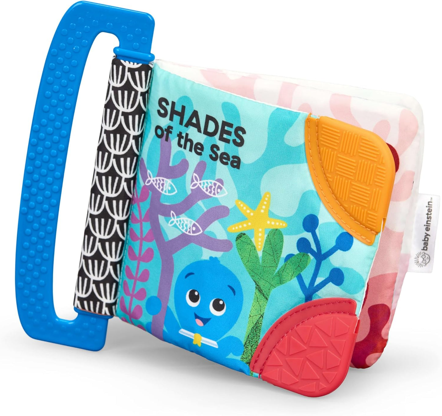 Libro mordedor Baby Einstein Ocean Explorers, Tonos del mar, para estimulación sensorial y relajación, a partir de 0 meses.