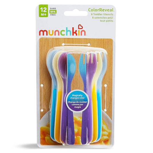 Tenedores y cucharas Munchkin Color Reveal, paquete de 6