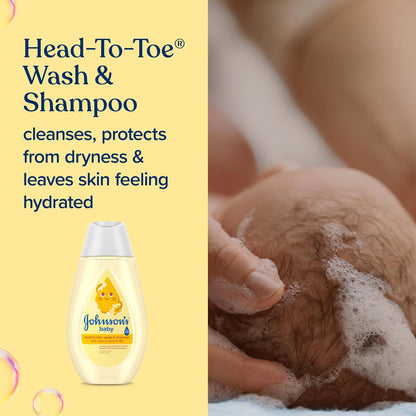 Johnson's Baby First Touch Baby Essentials Set de regalo con gel de baño y champú, loción corporal y pasta de óxido de zinc para la piel delicada del bebé, hipoalergénico, sin parabenos ni tintes añadidos
