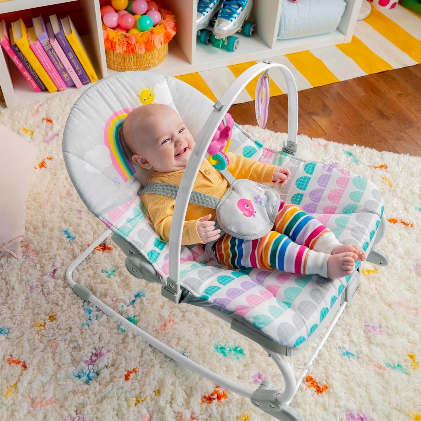 Silla Vibradora Mecedora Bright Starts 2 En 1 Rainbow