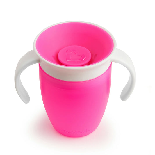 Vaso entrenador sin boquilla Munchkin Miracle 360°, 7 oz, rosado
