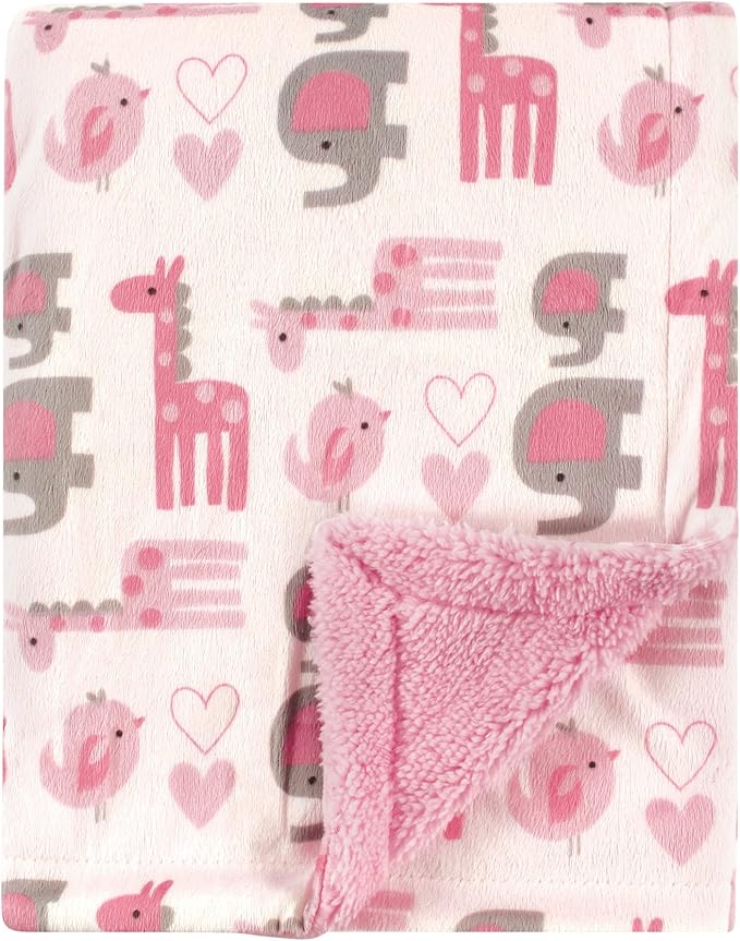 Colcha de felpa y sherpa para bebé, Safari niña