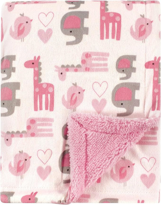 Colcha de felpa y sherpa para bebé, Safari niña