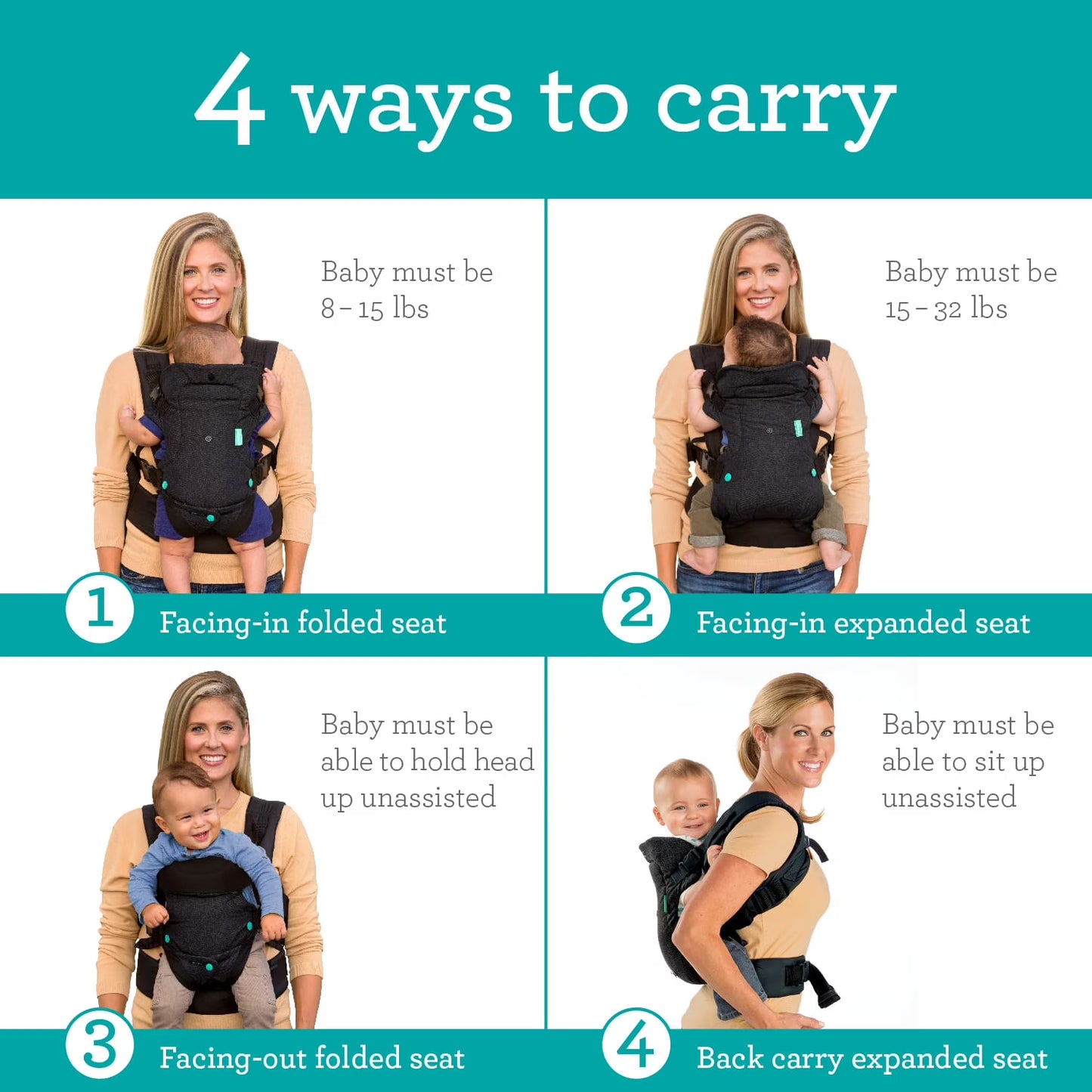 Portabebés convertible Infantino Flip 4 en 1, ajustable y ergonómico