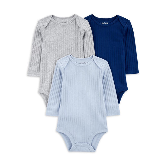 Body para bebé niño Carter's, paquete de 3, azul y gris